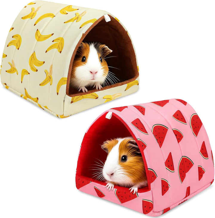 2 Pack Guinea Pig Hideout,Guinea Pig Bed Washable Small Animal House Cage Accessories for Mouse Chinchillas Hamsters Hedgehogs Ferrets Bearded Dragons and Rats