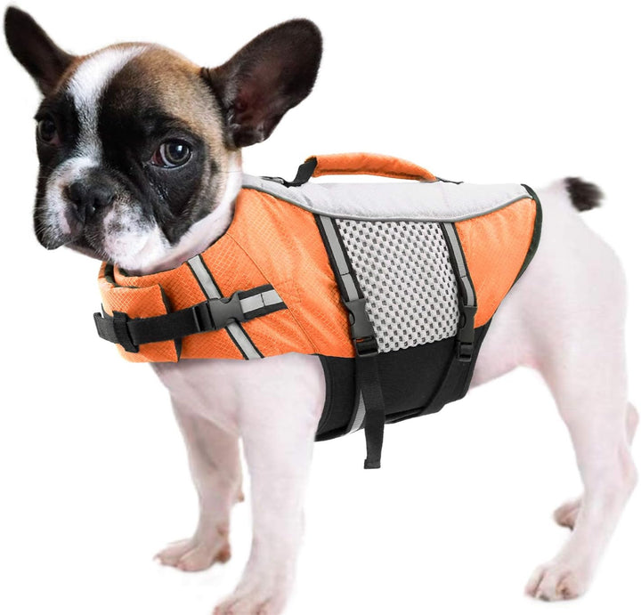 Dog Life Jacket Swimming Vest Small Medium Dogs Neoprene Life Vest Lightweight Reflective Dog Lifesaver for Boating Kayaking Yellow,M