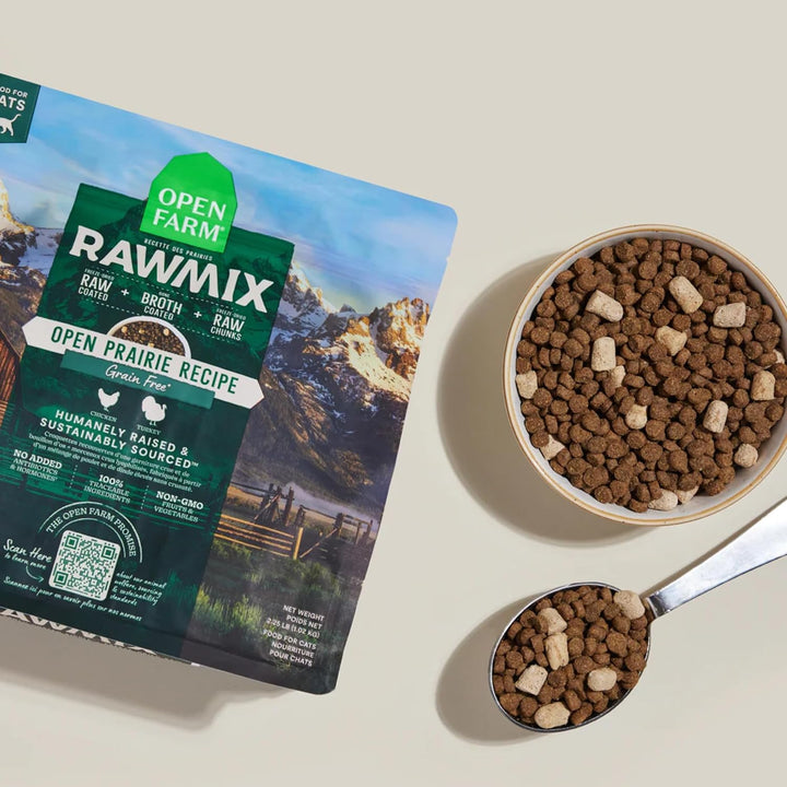 , Rawmix Dry Cat Food, Protein-Packed Kibble Coated in Bone Broth with Freeze Dried Raw Chunks, for Indoor & Outdoor Cats, Chicken & Turkey Grain-Free Recipe, 8Lb Bag