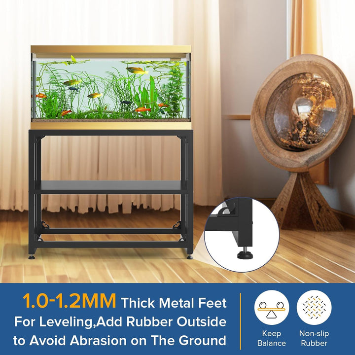 Fish Tank Stand 40 Gallon, Metal Aquarium Stand 36.5" L X 18.5" W*29.5”H, Double-Layer Storage Design, Suitable for Home and Office Use, 660LBS Capacity, Black (Tank Not Included)