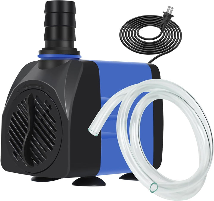 Small Fountain Pump, 80 GPH Mini Submersible Water Pump with 3.3 Ft Tubing, for Aquarium Fish Tank, Pet Water Fountain, Hydroponics, Pond Waterfall