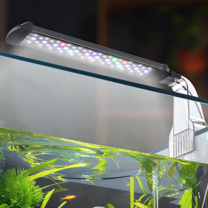 6 W LED Aquarium Light for 1 to 5 Gallon Fish Tanks Clip on Fish Tank Light USB Moving Aquarium Lamp with Full Spectrum Dimmable White Blue Red Green Lights with Timer (Adapter Not Included)