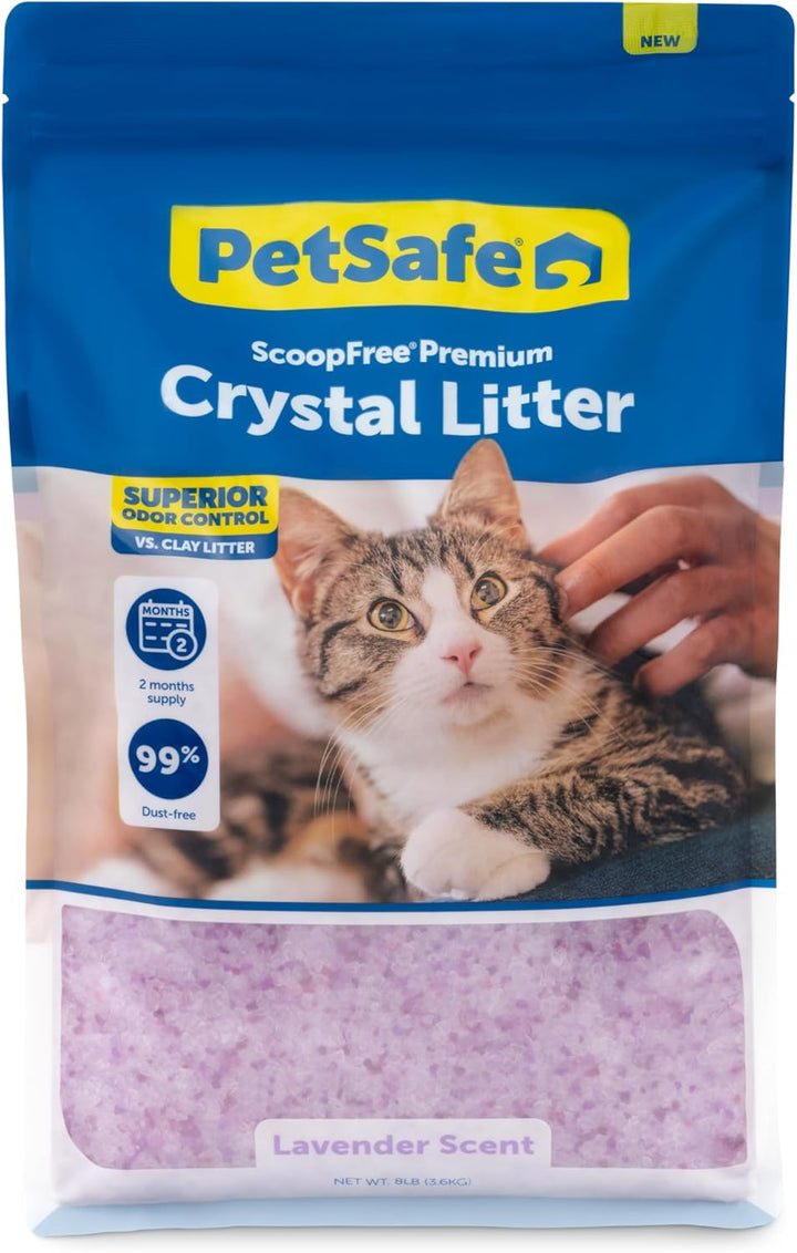 Scoopfree Premium Crystal Cat Litter - Ultra-Absorbent Silica Universal Litterbox Crystals - Non-Clumping Odor Control - Fresh Scent - 8 Lb Bag