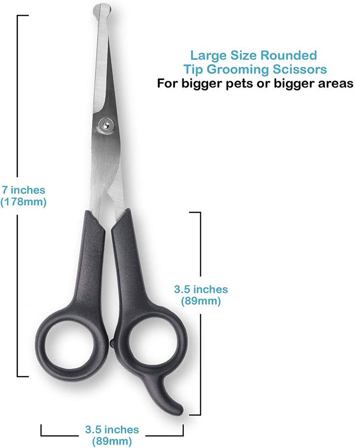 #1 Pet Grooming Scissors Body & Facial Trimmer Durable Stainless Steel Blades. Rounded Tips Shears for Long Medium Short Thick Wiry Curly Hair. Lightweight Cutter for Dogs & Cats. Set of 2