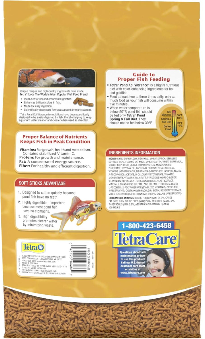 pond Koi Vibrance, Soft Sticks, Easy to Digest Floating Pond Food, 5.18 Lbs