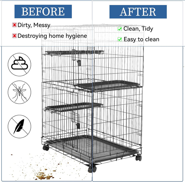 2Pcs Universal Bird Cage Seed Catcher, Adjustable Bird Cage Netting Seed Catcher, Large Stretchy Bird Cage Cover Skirt, Soft Airy Cage Net Stretchy Skirt for round Square Cages (Black)