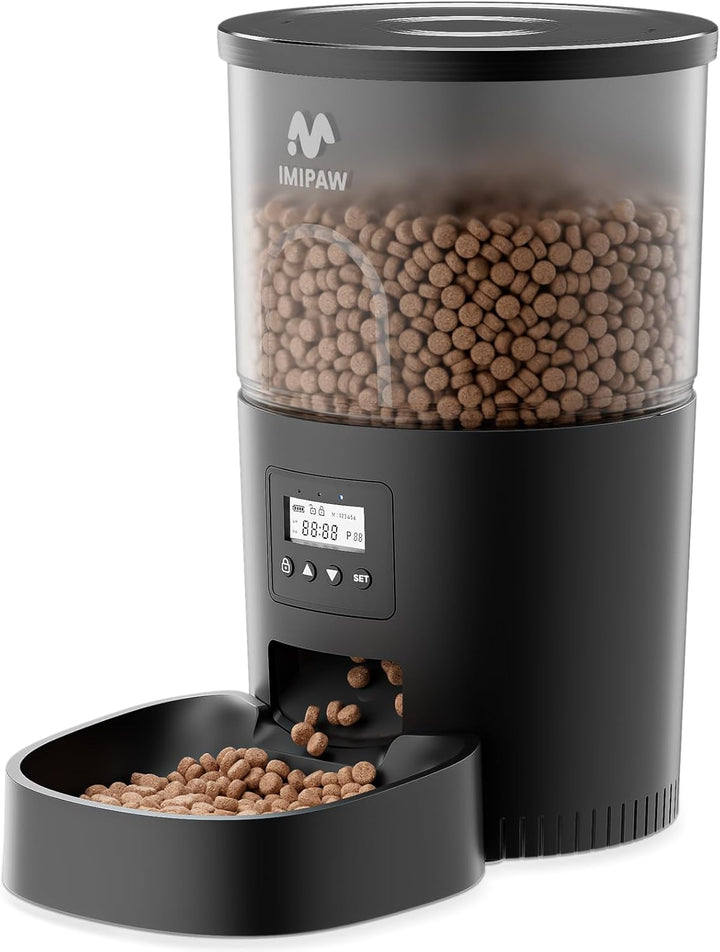 Automatic Cat Feeders, 3L Timed Cat Dry Food Dispenser, Dual Power Supply, Programmable Portion Size, Auto Pet Feeder for Cats and Small Dogs