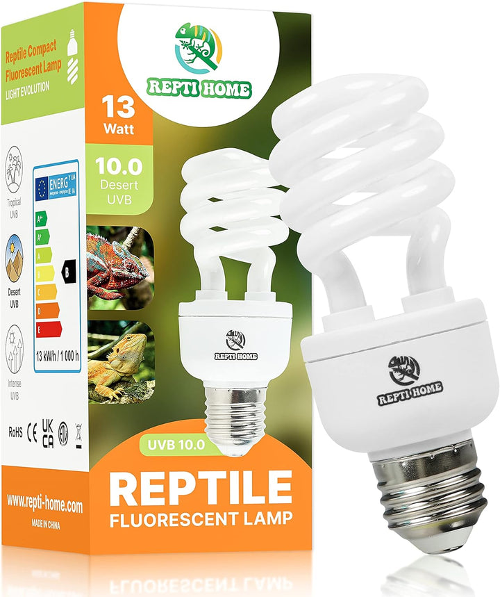 UVB Reptile Light 5.0, 13W Tropical and Sub-Tropical UVA UVB Bulb for Reptiles, Tropical Terrarium Compact Fluorescent Lamp, Reptile UVB Light Bulb for Chameleons, Iguanas and Turtles