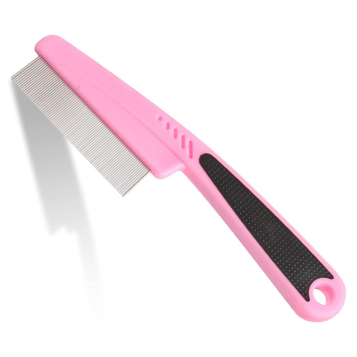 Flea Comb for Dogs and Cats - Lice Comb with Rubber Handle - Promotes Hair Growth and Removes Loose Hair, Knots, and Flakes Flea Brush for Pets (Blue)