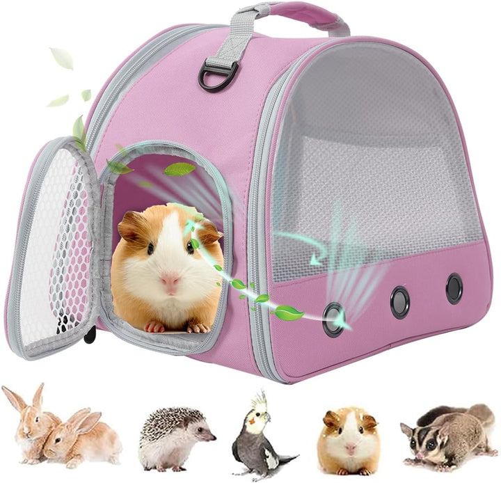 Guinea Pig Carrier Backpack, Clear Bubble Window Backpack for Guinea Pig, Bunny Rat Bird (Black, Carrier)
