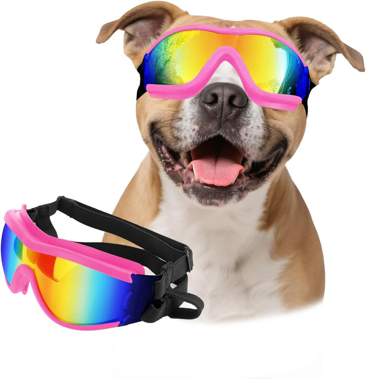 Dog Goggles Large Breed, Large Dog Sunglasses Eye Protection for Dogs Windproof Goggles for Medium Large Dog Riding Biking Driving, Clear