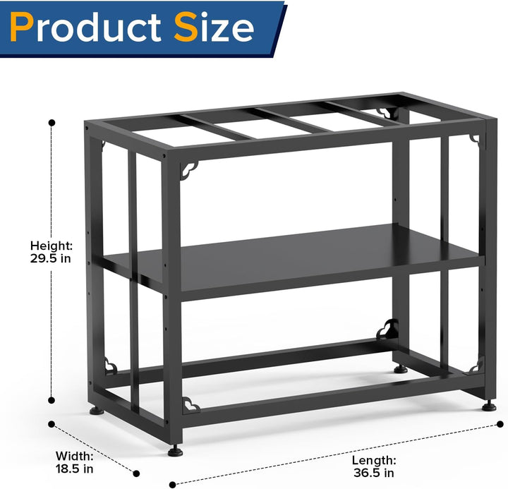 Fish Tank Stand 40 Gallon, Metal Aquarium Stand 36.5" L X 18.5" W*29.5”H, Double-Layer Storage Design, Suitable for Home and Office Use, 660LBS Capacity, Black (Tank Not Included)