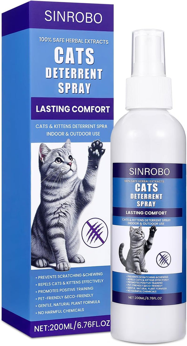Cat Deterrent Spray - Natural Cat Repellent Spray for Furniture, Safe Indoor & Outdoor Training Aid for Urine Marking & Anti-Scratch (200 ML)