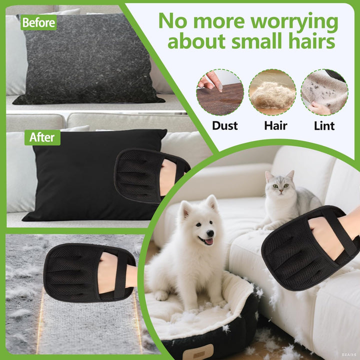 Pet Hair Removal Glove for Cats and Dogs - Electrostatic Pet Hair Remover Glove | Reusable Brush Pet Hair Remover for Couch, Carpet, Car Seat & Laundry