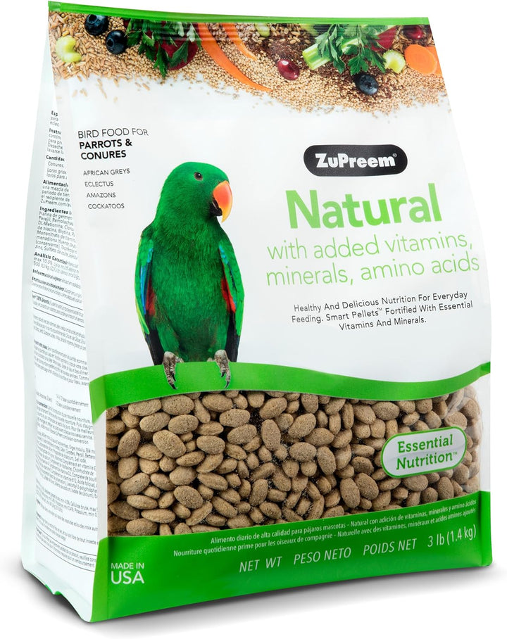 Fruitblend Bird Pellets, Daily Bird Food for Parrot, Conure, Caique, African Grey, Eclectus, Small Cockatoo, Core Nutrition for Medium Large Birds, Parrot Food (ML, 3.5 Lbs)