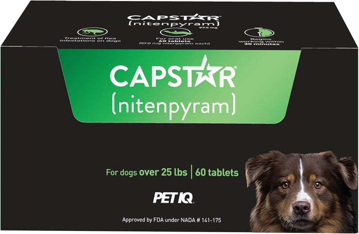 (Nitenpyram) for Dogs Fast-Acting Oral Flea Treatment for Dogs 2-25 Lbs, Vet-Recommended Medication Tablets Start Killing in 30 Minutes, 60 Doses