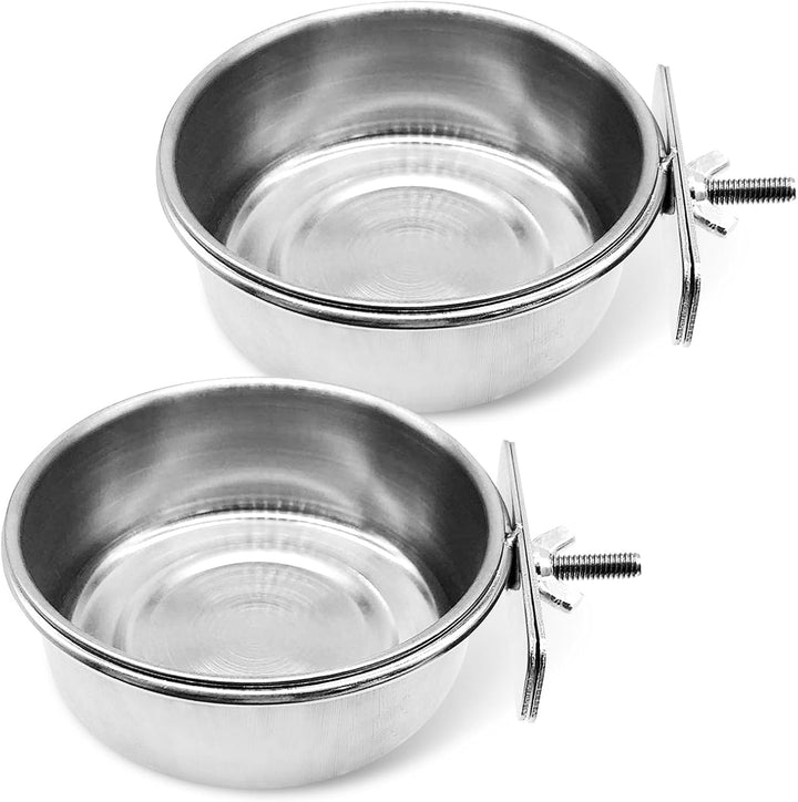 Bird Feeding Dish Cups Parrot Food Bowl Clamp Holder Coop Cup, 2PCS Bird Cage Water Bowl for Parakeet African Greys Conure Cockatiels Lovebird Budgie Chinchilla