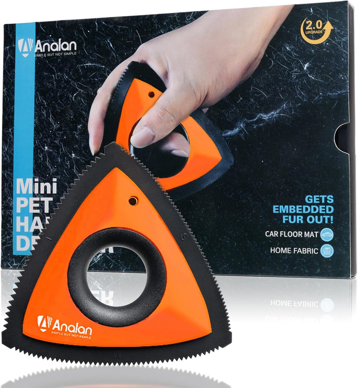 Mini Pet Hair Remover for Car Detailing Supplies, Carpet Dog Hair Remover for Car Interior, Triangle Dog Hair Remover for Auto Detailing, Couch, Furniture, Lint, Carpet (Jet Black)