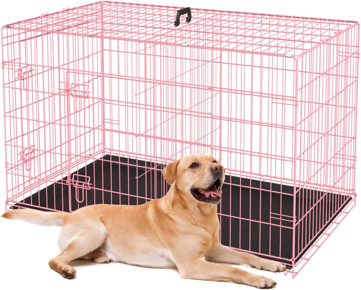 | Dog Crate | 18" | Black | Foldable Metal Kennel with Single Doors, Secure Slide-Bolt Latches, Leakproof Tray | Portable Dog Cage for Small Breeds | for Travel, Indoor & Outdoor Use