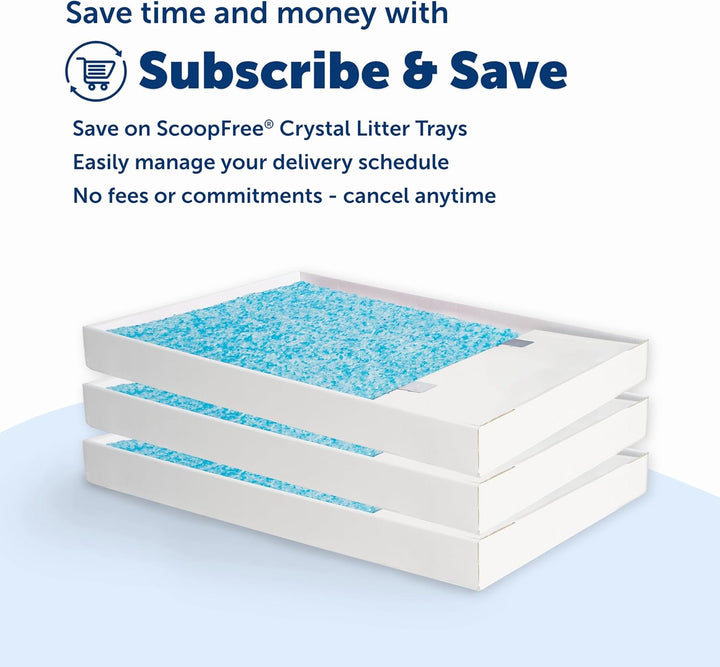 Scoopfree Crystal Pro Self-Cleaning Automatic Litter Box - Uncovered Motion-Sensing Cat Box with Integrated Health Counter - Includes 1 Disposable Crystal Litter Tray