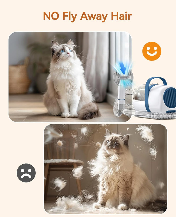 Cat Vacuum Groomer Quiet, Pet Vacuum Grooming Kit with Clipper Paw Trimmer & Brush, 1.5L Large Dust Cup Pet Vacuum for Shedding, Trimming & Home Cleaning