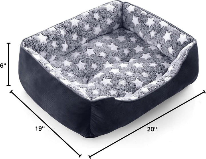 Small Dog Beds Small Size Dogs, Rectangle Washable Dog Bed, Orthopedic Dogs Sofa Bed, Pet Cuddler Anti-Slip Bottom, Soft Calming Sleeping Warming Puppy Bed (S (20"X 19"X 6"), Black)