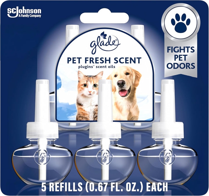 Plugins Refills Air Freshener, Pet Fresh Scent, Scented and Essential Oils for Home and Bathroom, 0.67 Fl Oz, 5 Count