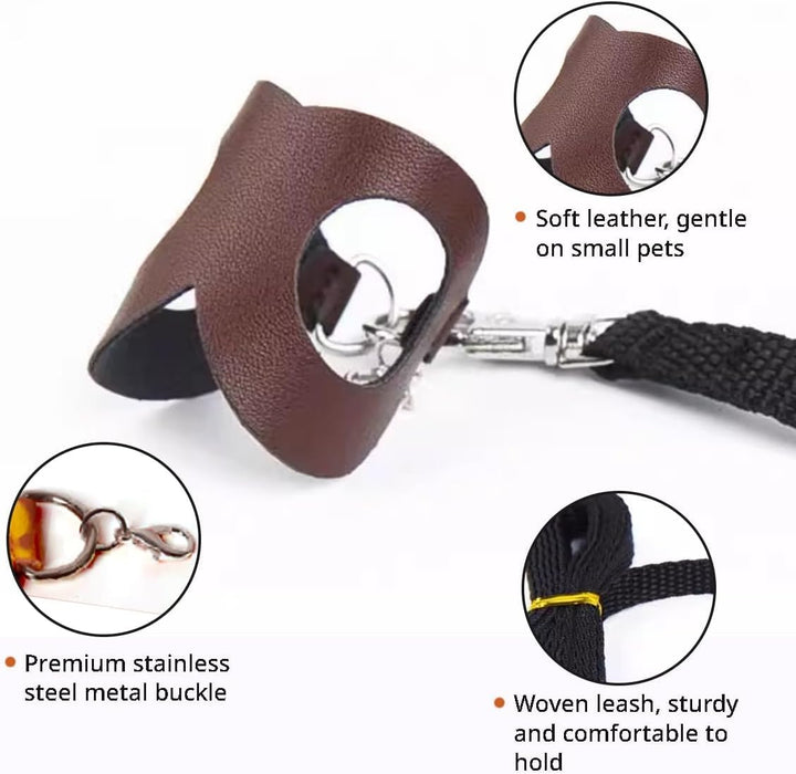 Sugar Glider Harness & Leash Set - Escape-Proof 3-Piece Adjustable Vest for Squirrels Rats Mice Mouse & Small Animals - Hamster Gerbil Walking Gear, Pet Toy Accessories, Black