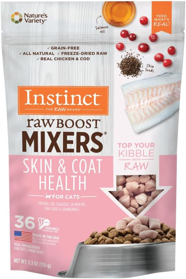 Raw Boost Mixers, Freeze Dried Cat Food Toppers with Functional Ingredients, Grain Free, Real Chicken - Digestive Health, 5.5 Oz Bag