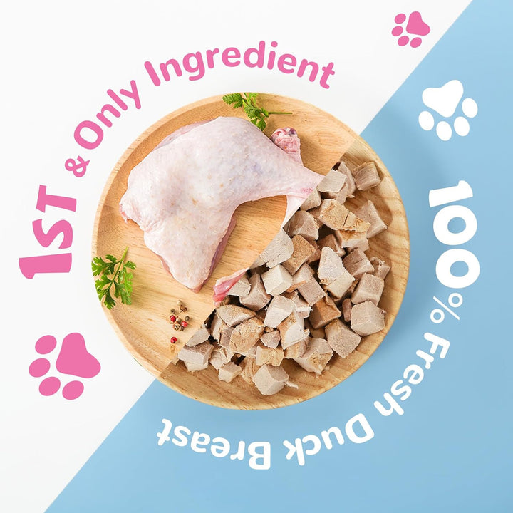 Freeze Dried Duck Treats for Cats Dogs, Rawhide Free Freeze-Dried Raw Food Topper, High Protein, Gluten&Grain Free, 4.6Oz