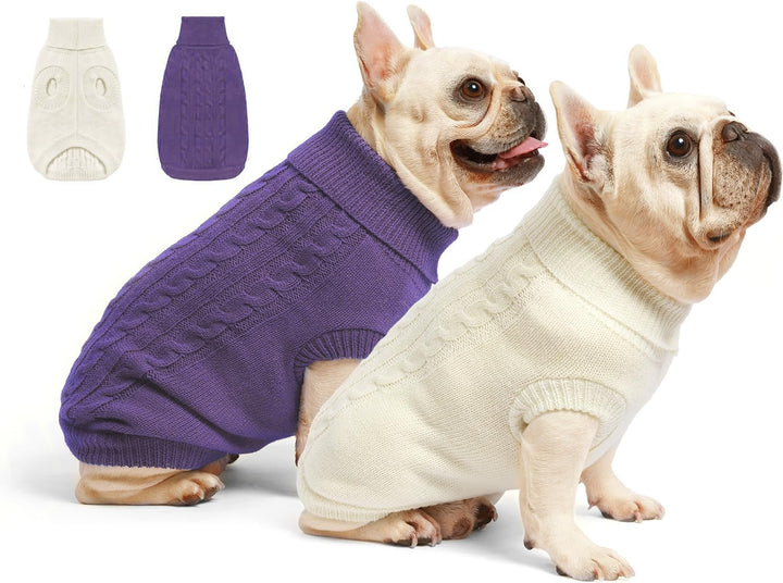 2 Pack Dog Sweaters for Small Dogs - Puppy Medium Warm Clothes in Winter, Turtleneck Pullover Design for Boy Girl Pet, Doggie, Cat, Kitten Chihuahua Bulldog Pug Beagles (M, Grey, Pink)