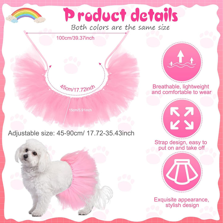 Dog Tutu Tulle Tutu for Dogs Small Large Medium Puppy Dress Ballerina Costume Skirt for Halloween Puppy Cats Bunny Pet Outfit Birthday Wedding Party Photo Prop Supplies(Pink)