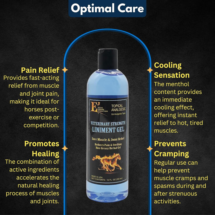 Veterinary Strength Liniment Gel for Sore Muscle & Joint Relief - Reduces Pain & Swelling - Horse Liniment for Humans & Pets - Arthritis Aid - Non-Greasy Herbal Formula- Topical Analgesic