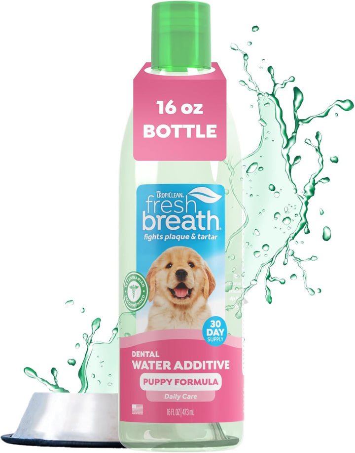 Fresh Breath Water Additive for Dogs, Dog Breath Freshener and Teeth Cleaning Solution, No Toothpaste or Toothbrush Required, 33.8Oz.