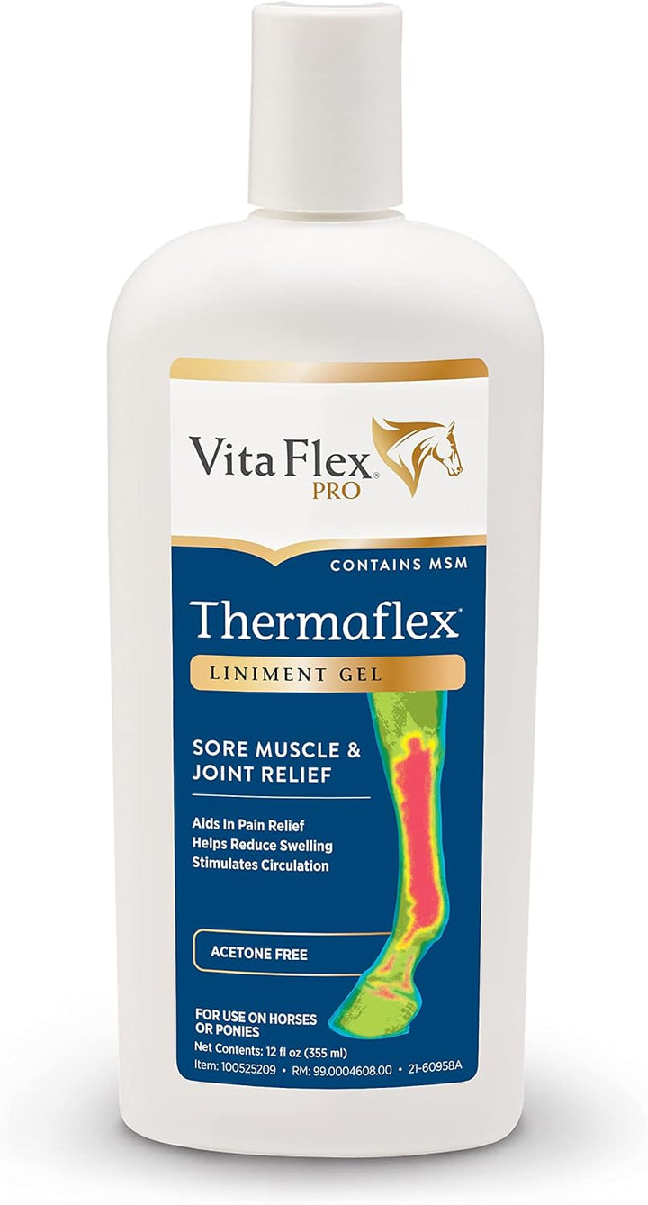Thermaflex Liniment Gel for Sore Muscles and Joint Relief in Horses 12 Fluid Ounces