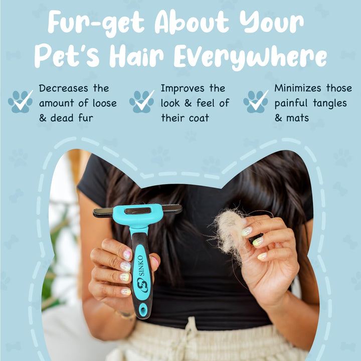 Deshedding Tool for Dogs & Cats, Pet Grooming Brush, Skin Friendly Deshedding Tool, Dog Brush for Shedding, Effectively Reduces Shedding by up to 95% for Short Medium Long Pet Hair (Blue)