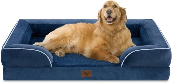 Orthopedic Dog Bed for Extra Large Dogs 42X30 Inch, Waterproof Supportive Egg Crate Foam XL Pet Bed with Removable Bolsters, Dog Couch with Washable Cover & Non-Slip Bottom, Grey