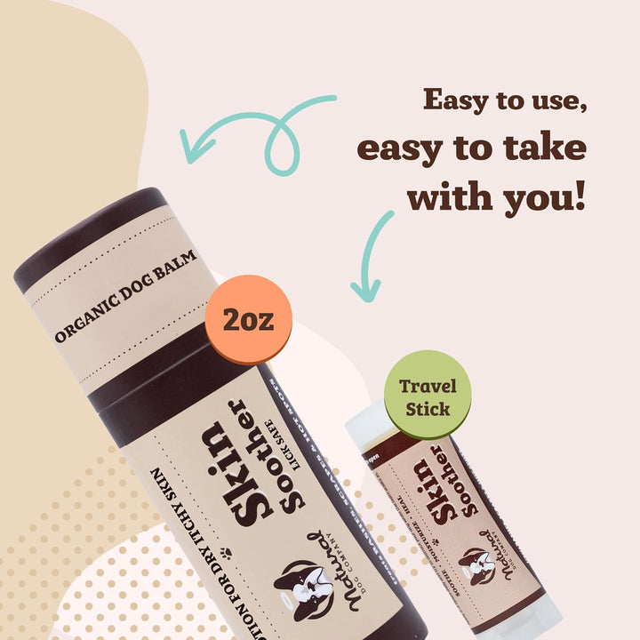 Skin Soother Balm for Dogs – 2Oz Stick, All Natural Hot Spot & Rash Relief – Organic Itchy Skin Soothing Moisturizer for Dry, Red, Crusty Skin – Lick-Safe Dog Balm, Made in USA