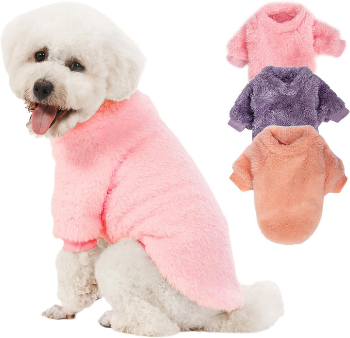 Dog Sweater, 3 Pack Dog Sweaters for Small Dogs, Dog Clothes for Small Dogs Girl Boy, Ultra Soft and Warm Puppy Sweater Dog Coat for Winter Christmas (S, Pink+Purple+Peach)