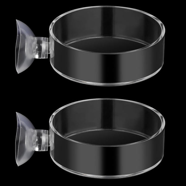 60Mm Fish Tank Feeder Dish Aquarium Shrimp Feeder Dish with Suction Clear Fish Tank Feeding Bowl round Clear Dishes Tray（2Pcs）