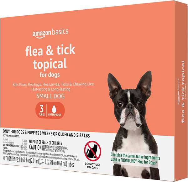 Flea and Tick Topical Treatment for Small Dogs (5-22 Pounds), 3 Count (Previously Solimo)