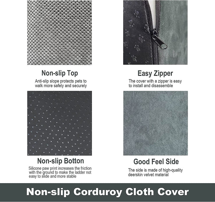 3 Steps High Density Foam Dog Stairs Ramps,Non-Slip Pet Steps for Older Dogs,Pet with Joint Pain, Sofa Bed Ladder for Cats