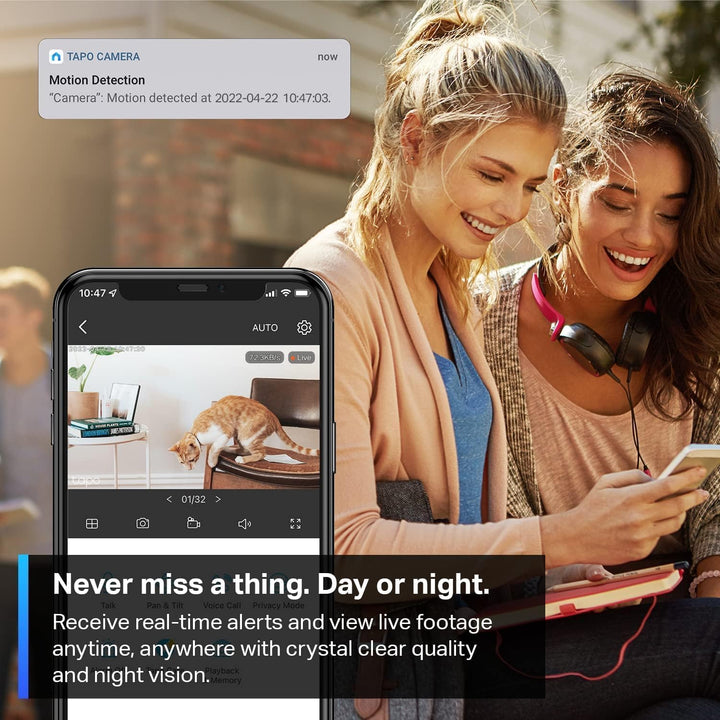 Tapo Pan/Tilt Security Camera for Baby Monitor, Pet Camera W/Motion Detection, 1080P, 2-Way Audio, Night Vision, Cloud & SD Card Storage, Works with Alexa & Google Home (Tapo C200)