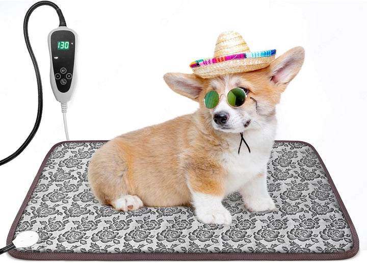 Large Dog Heating Pad 34X21In with Smart Thermostat Switch and Power Line Protection Tube,Obtained MET and UL Dual Certification,Waterproof Pet Heating Pad, Suitable for Dogs of All Ages