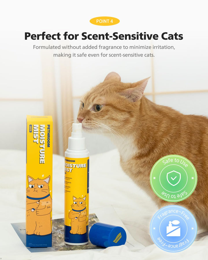 ] Unscented Cat Moisture Mist – Natural Leave-In Conditioner Spray for Cats – 95% Plant Extracts– Hydrating, Detangling, Static & Dander Control, 100% EWG Green