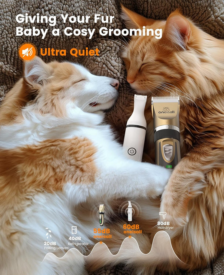 Dog Clippers and Paw Trimmer Kit 2 in 1 Low Noise Cordless Dog Clippers for Grooming Pet Hair Trimmers for Small and Large Dogs Cats Animals