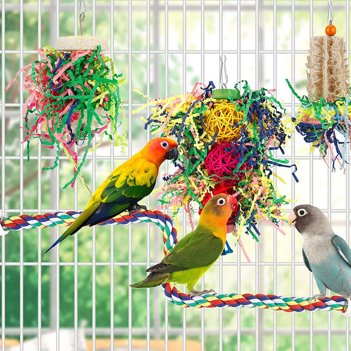 Foraging Toys Parakeet Chewing Hanging Toy Shredded Paper Bird Cage Accessories for Conure Cockatiel Budgies Lovebird Parrotlet