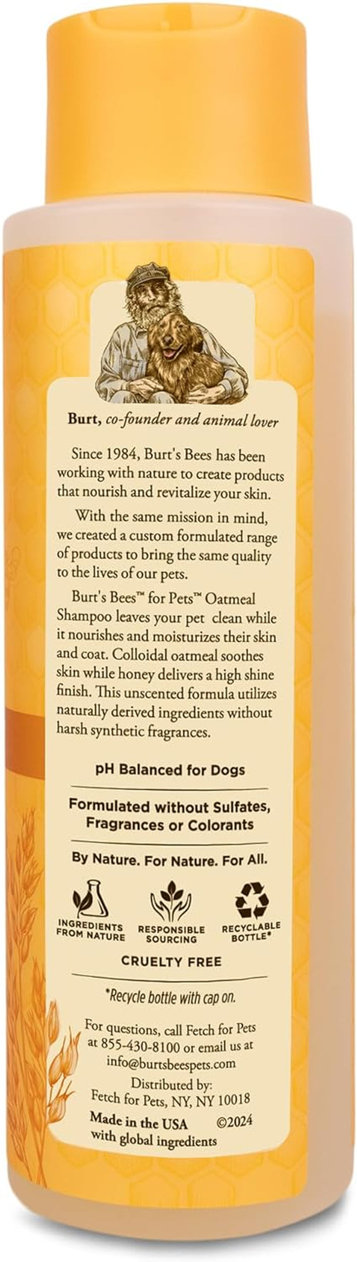 Oatmeal Shampoo for Dogs with Colloidal Oat Flour and Honey - Skin Soothing Dog Oatmeal Shampoo, Moisturizing Dog Wash for Itchy Dry Skin, Essential Grooming Supplies, 16 Fl Oz