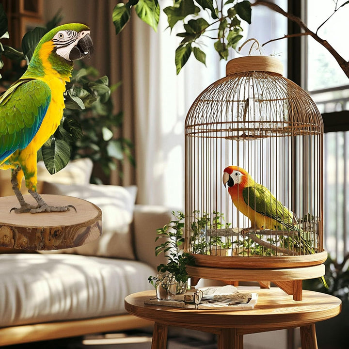 Natural Wood Bird Perches for Cage, Parrot Perch Stand & Platform, Bird Cage Accessories for Parakeets, Cockatiels, Conures, Lovebirds (Brown, Core Perch & Platform - 8PCS)