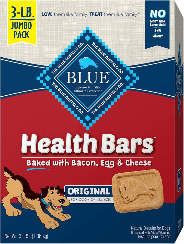 Health Bars Crunchy Dog Biscuits, Oven-Baked with Natural Ingredients, Bacon, Egg & Cheese , 16-Oz Bag